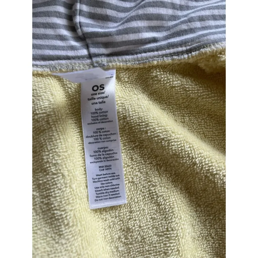 Carters baby boy/ girl bath hooded robe Sz. OS (0-9 mo) yellow elephant print